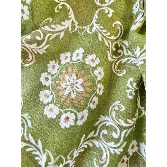 Vintage 60s pleated curtain, green & gold bold floral, MCM Fiberglass panel - Picture 4 of 10